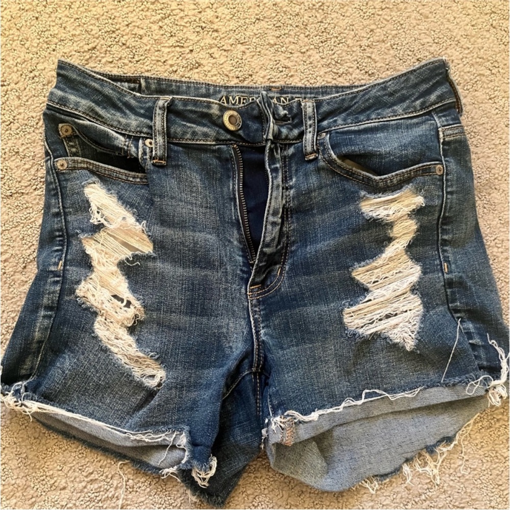 High Rise Denim Distressed Women's Shorts - Picture 5 of 11